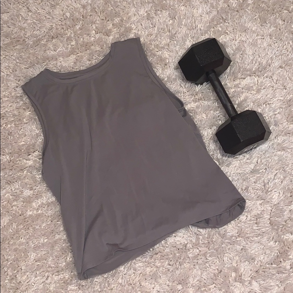Grey Open Back Athleta Workout Top